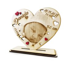 Gravírovaná fotografia so stojančekom srdce
