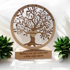 Personalizovaný svietiaci strom života s gravírovaním – unikátny LED darček pre rodinu a blízkych