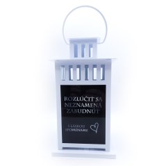 Lampáš s gravírovanou fotografiou a textom na čiernych sklách A