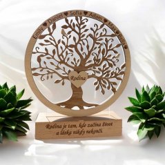 Personalizovaný svietiaci strom života s gravírovaním – unikátny LED darček pre rodinu a blízkych