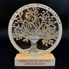 Personalizovaný svietiaci strom života s gravírovaním – unikátny LED darček pre rodinu a blízkych