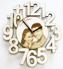 Falióra fából, gravírozott fotóval - 40x35 cm