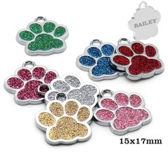 Prívesok s gravírovaním - labka trblietavá  malá