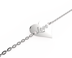 Strieborný náramok so srdcom