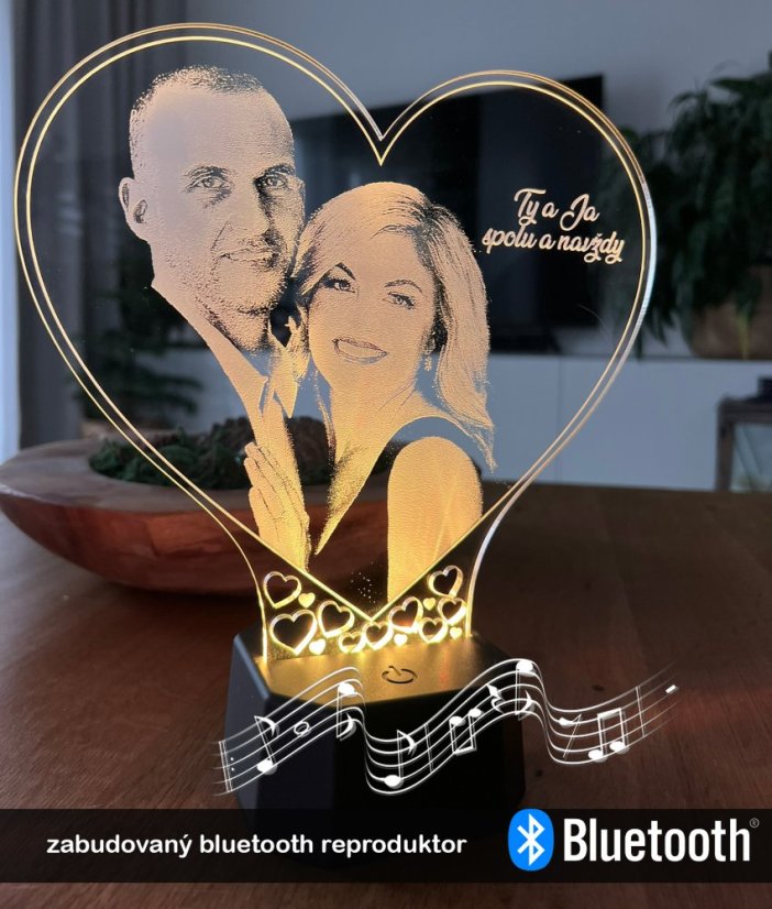 Gravírovaná LED lampa srdce