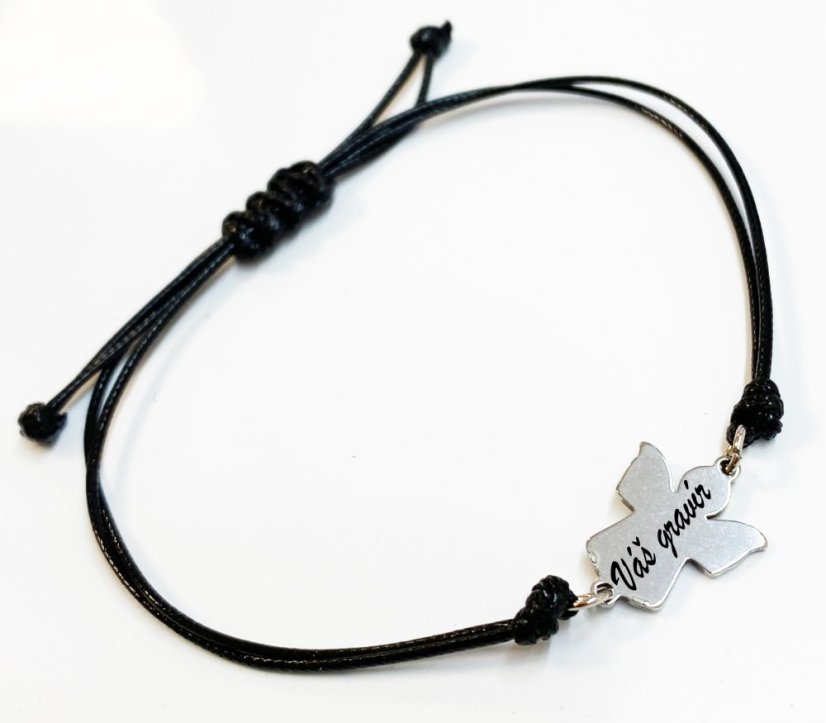 Náramek s ocelovou destičkou - andílek