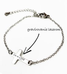 Ocelový náramek - řetízek s křížkem