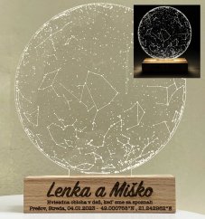 Gravírovaná LED hviezdna mapa