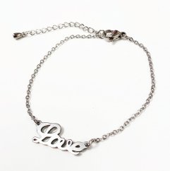 Oceľový náramok - retiazka s LOVE