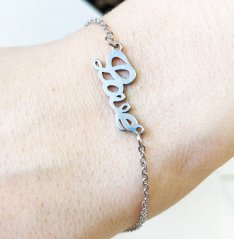 Oceľový náramok - retiazka s LOVE