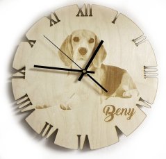 Dřevěné hodiny s gravírováním fotografií 35 cm - DH2
