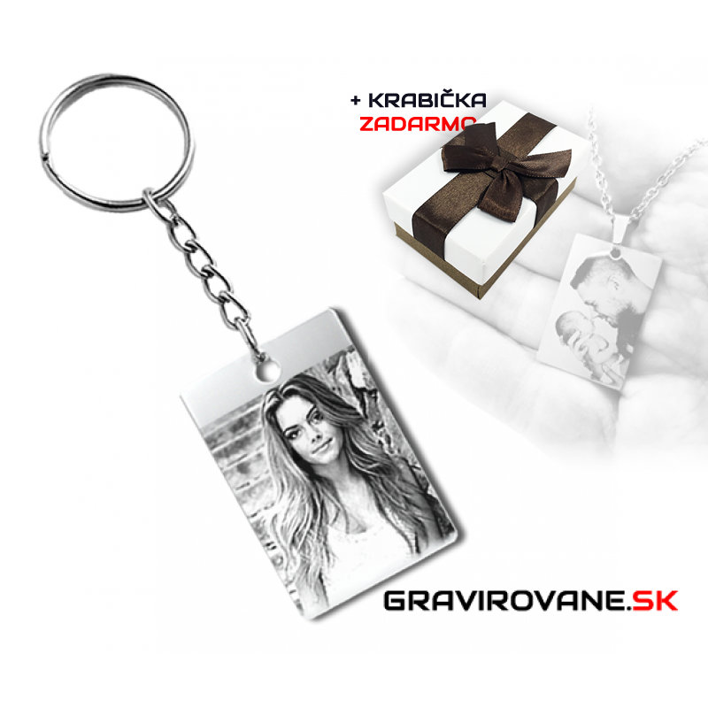 KLÍČENKA S GRAVÍROVANOU FOTOGRAFIÍ - OBDÉLNÍK