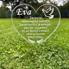 GRAVÍROVANÉ AKRYLOVÉ SRDCE NA ZAPICHNUTIE – PAMÄTNÁ DEKORÁCIA NA HROB, DO VENCA ALEBO ZÁHRADY (25,3 × 15,6 cm)