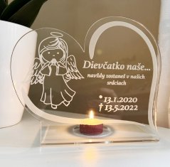 Spomienkový stojan na sviečku - anjel