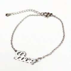 Oceľový náramok - retiazka s LOVE