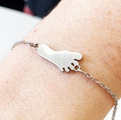 Oceľový náramok - retiazka s nožičkou