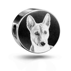 Gravírozott gyöngy nemesacélból kör