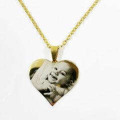 PRÍVESOK S GRAVÍROVANÍM FOTOGRAFIE -  SRDIEČKO YELLOW