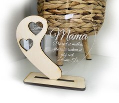 Szív álványon, fa & akril