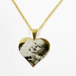 PŘÍVĚSEK S GRAVÍROVANÍ FOTOGRAFIE - SRDÍČKO YELLOW