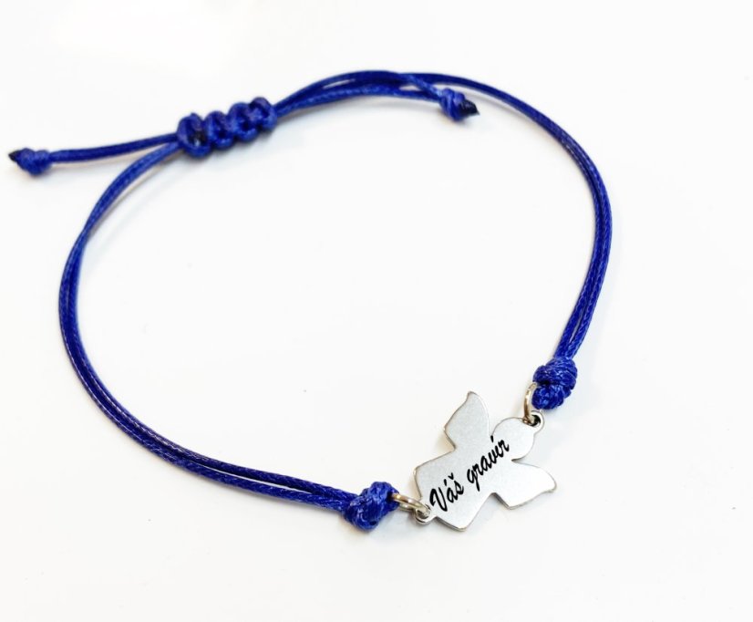 Náramek s ocelovou destičkou - andílek