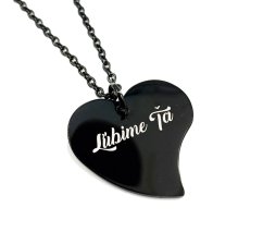 PRÍVESOK S GRAVÍROVANÍM FOTOGRAFIE - SRDIEČKO TVAROVANÉ BLACK