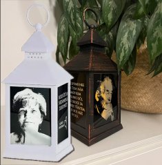 Gravírovaný lampáš s LED sviečkou a časovačom