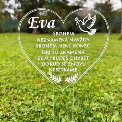 GRAVÍROVANÉ AKRYLOVÉ SRDCE K ZAPÍCHNUTÍ – PAMĚTNÁ DEKORACE NA HROB, DO VĚNCE NEBO ZAHRADY (25,3 × 15,6 cm)