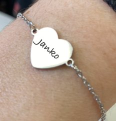 Oceľový náramok - retiazka so srdiečkom