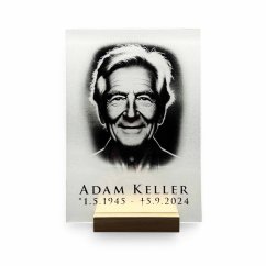 Personalizovaná sklenená tabuľa s gravírovanou fotografiou – pamiatka na zosnulých alebo elegantná dekorácia A