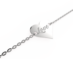 Strieborný náramok so srdcom