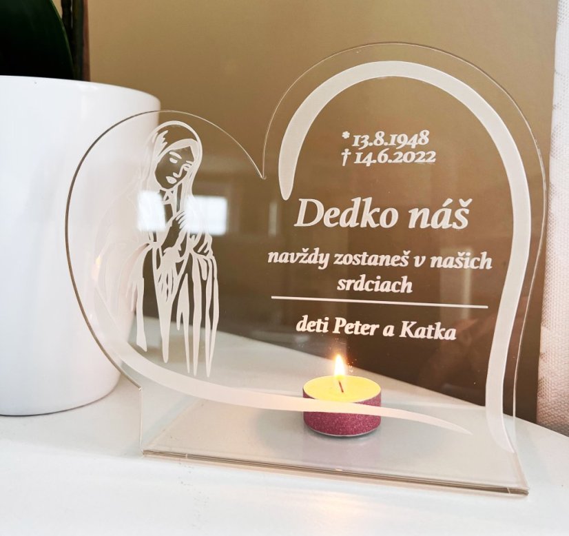 Gyertyatartó akril emlék állvány - Mária