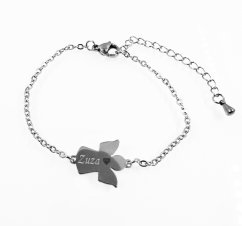 Acél karkötő - lánc angyallal