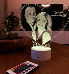 Gravírovaná LED lampa srdíčko