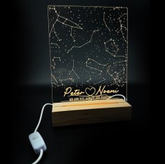 Gravírovaná LED hvězdná mapa