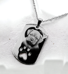 PRÍVESOK S GRAVÍROVANÍM FOTOGRAFIE - ARMY S LABKOU veľká