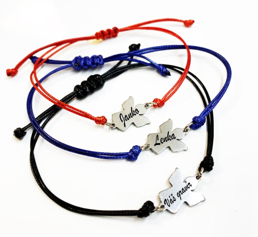 Náramek s ocelovou destičkou - andílek