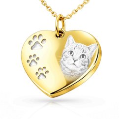 Přívěsek s gravírovanou fotografií – srdce s tlapkami