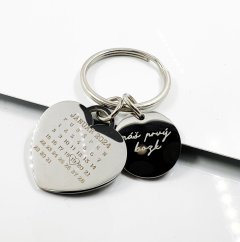 KĽÚČENKA DUO S GRAVÍROVANÍM - SRDCE 2,5cm + KRUH 1,6cm