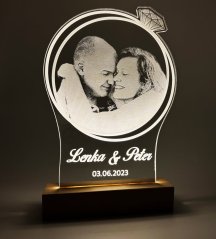 Gravirovaná fotografie s led podsvícením prstýnek
