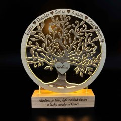 Personalizovaný svítící strom života s gravírováním – jedinečný LED dárek pro rodinu a blízké