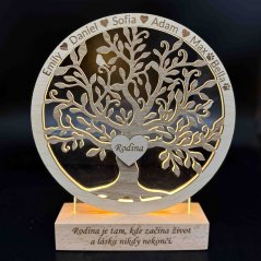 Personalizovaný svietiaci strom života s gravírovaním – unikátny LED darček pre rodinu a blízkych