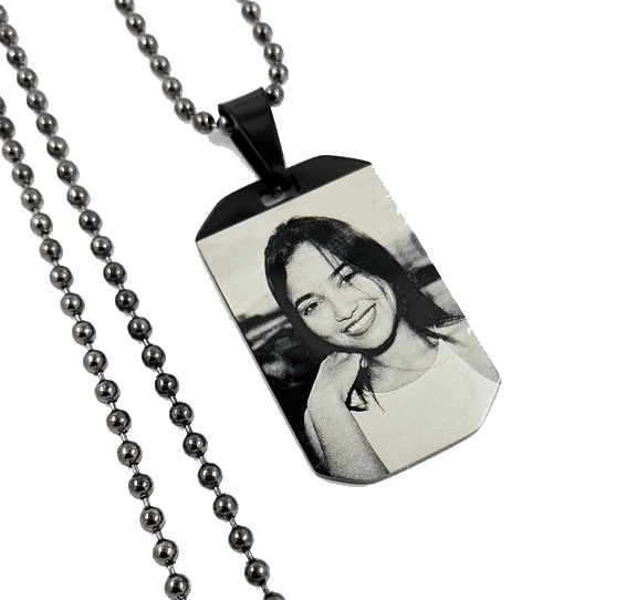 PRÍVESOK S GRAVÍROVANÍM FOTOGRAFIE - ARMY MINI BLACK