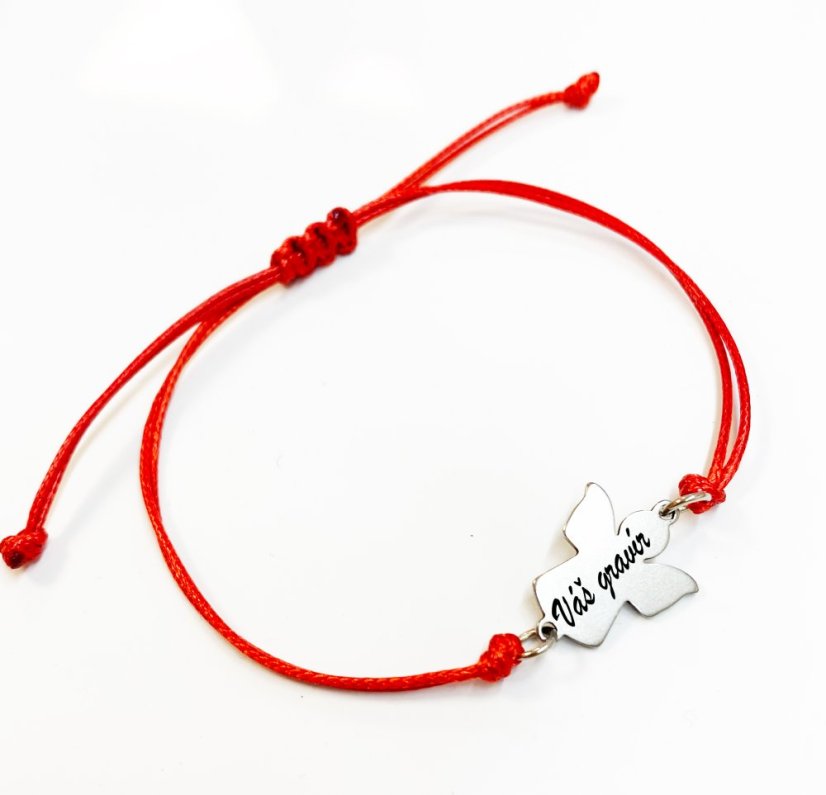 Náramek s ocelovou destičkou - andílek